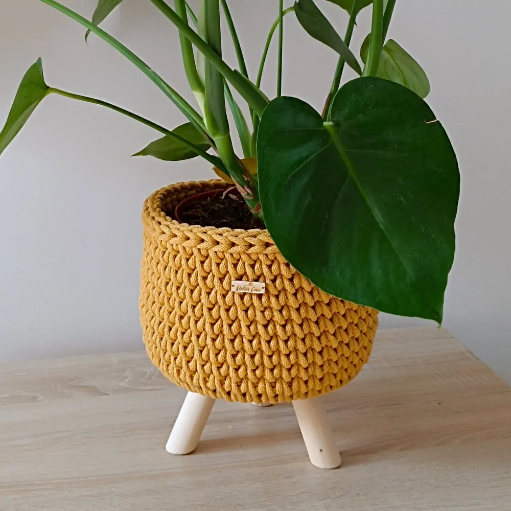 Obal/stojan na květináč - okrový