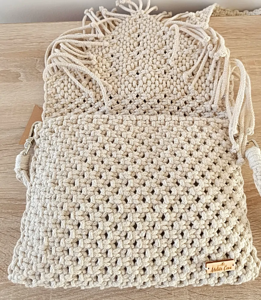 Macrame kabelka sv. béžová