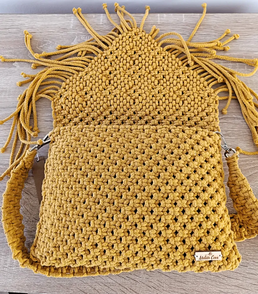 Macrame kabelka okrová