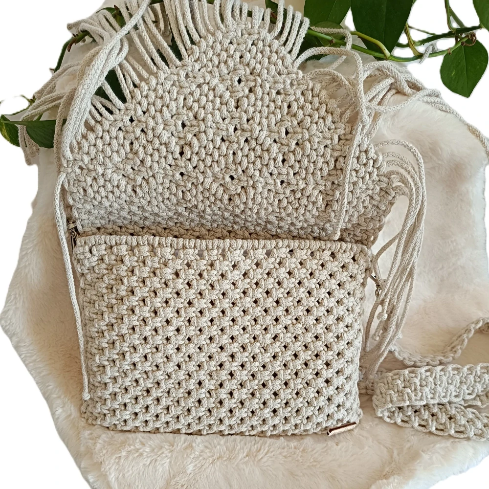 Macrame kabelka sv. béžová